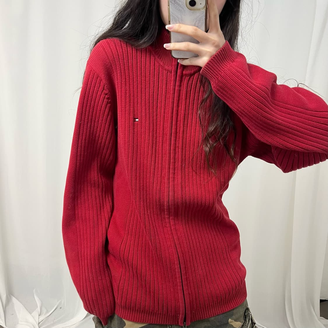 Tommy Hilfiger red 2way knit zip-up 상품이미지3