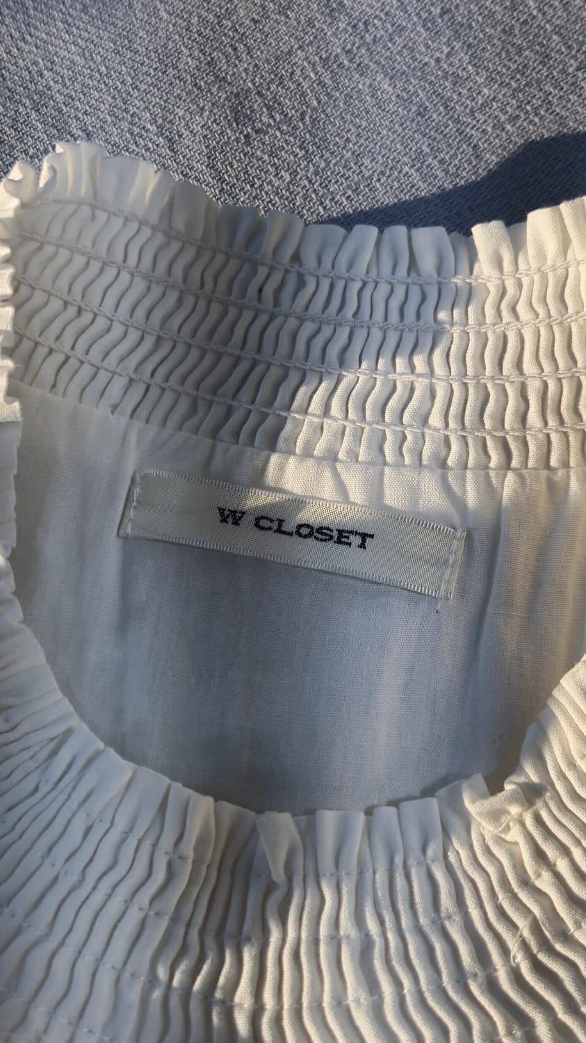 스모크넥 캉캉 롱 원피스 화이트 면 반팔 M wcloset 상품이미지4