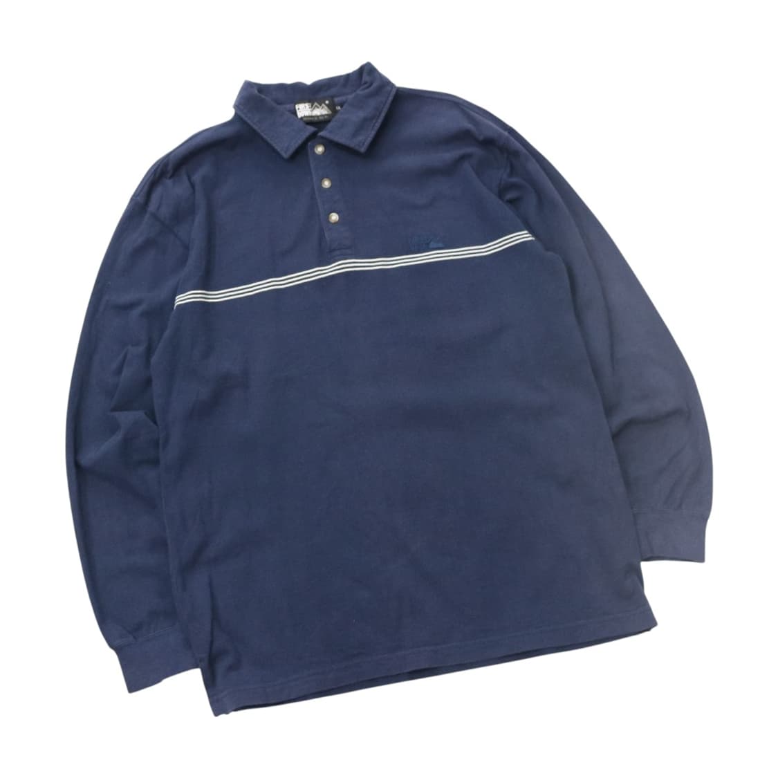 퍼스트다운 빈티지 가로 스트라이프 포인트 네이비 카라 티셔츠 (LL) 상품이미지1