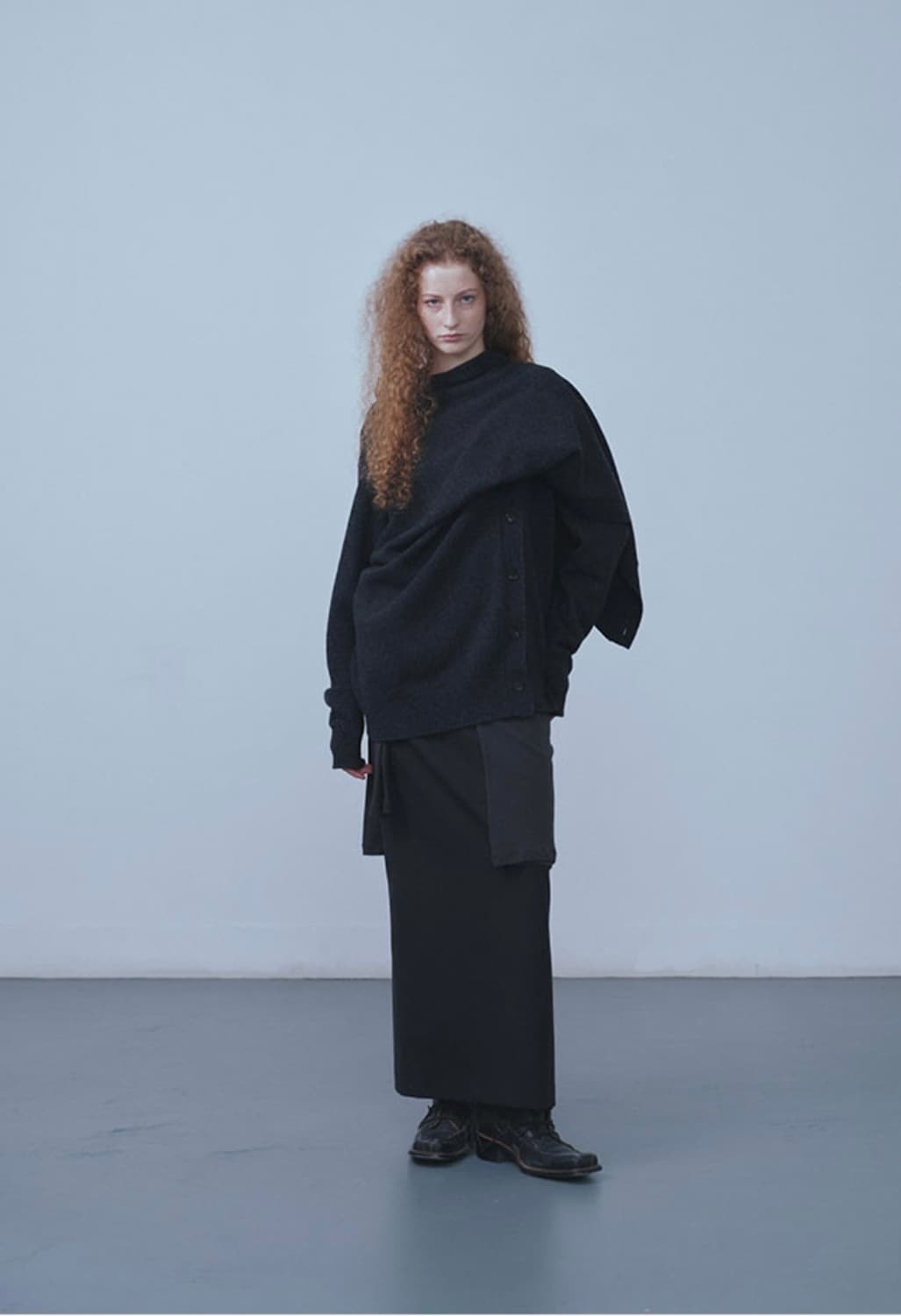 REPOS Shawl Cardigan 리포스 볼드 숄 가디건 챠콜 상품이미지2