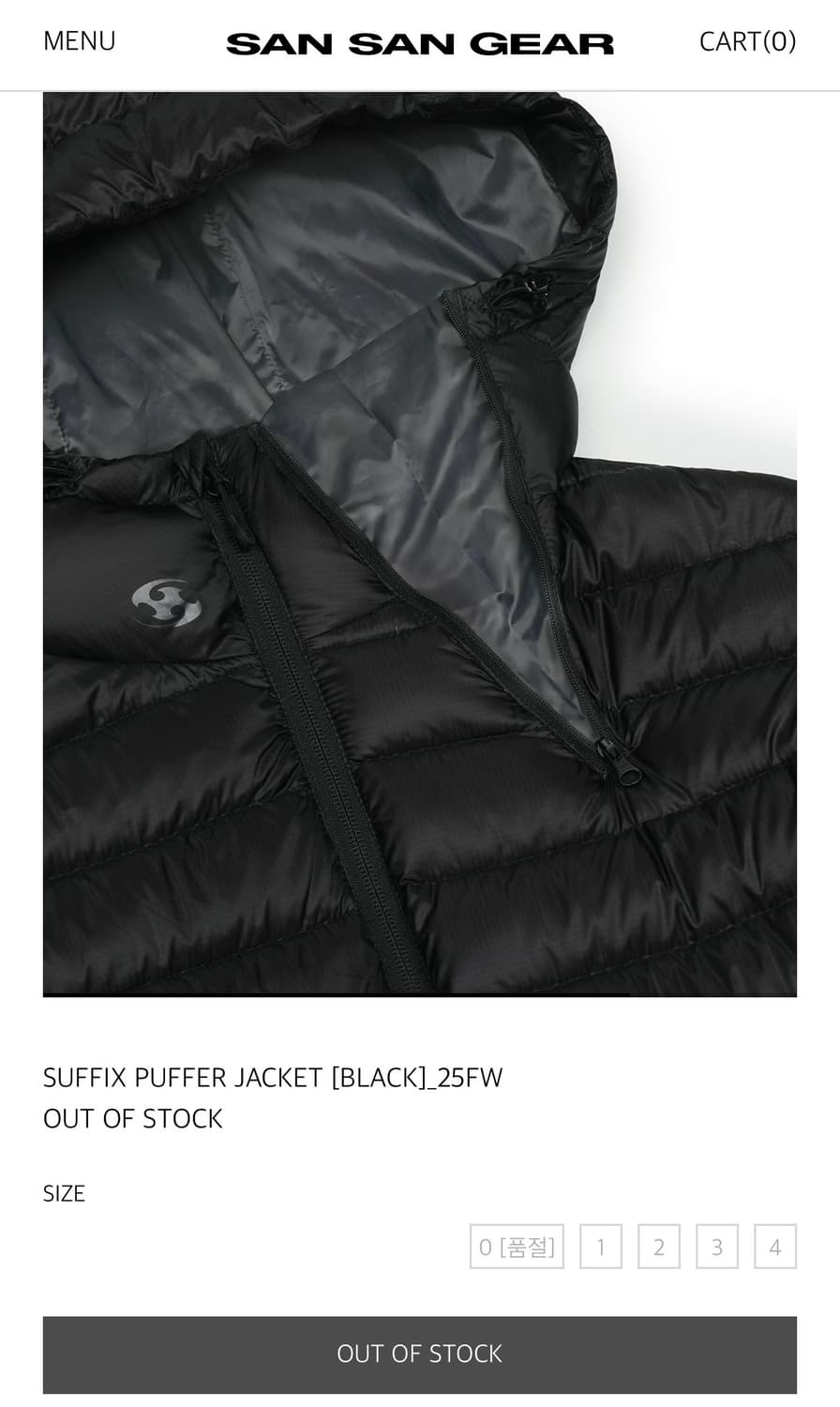 [새상품] 산산기어 서픽스 푸퍼 블랙 25FW 2사이즈 상품이미지4