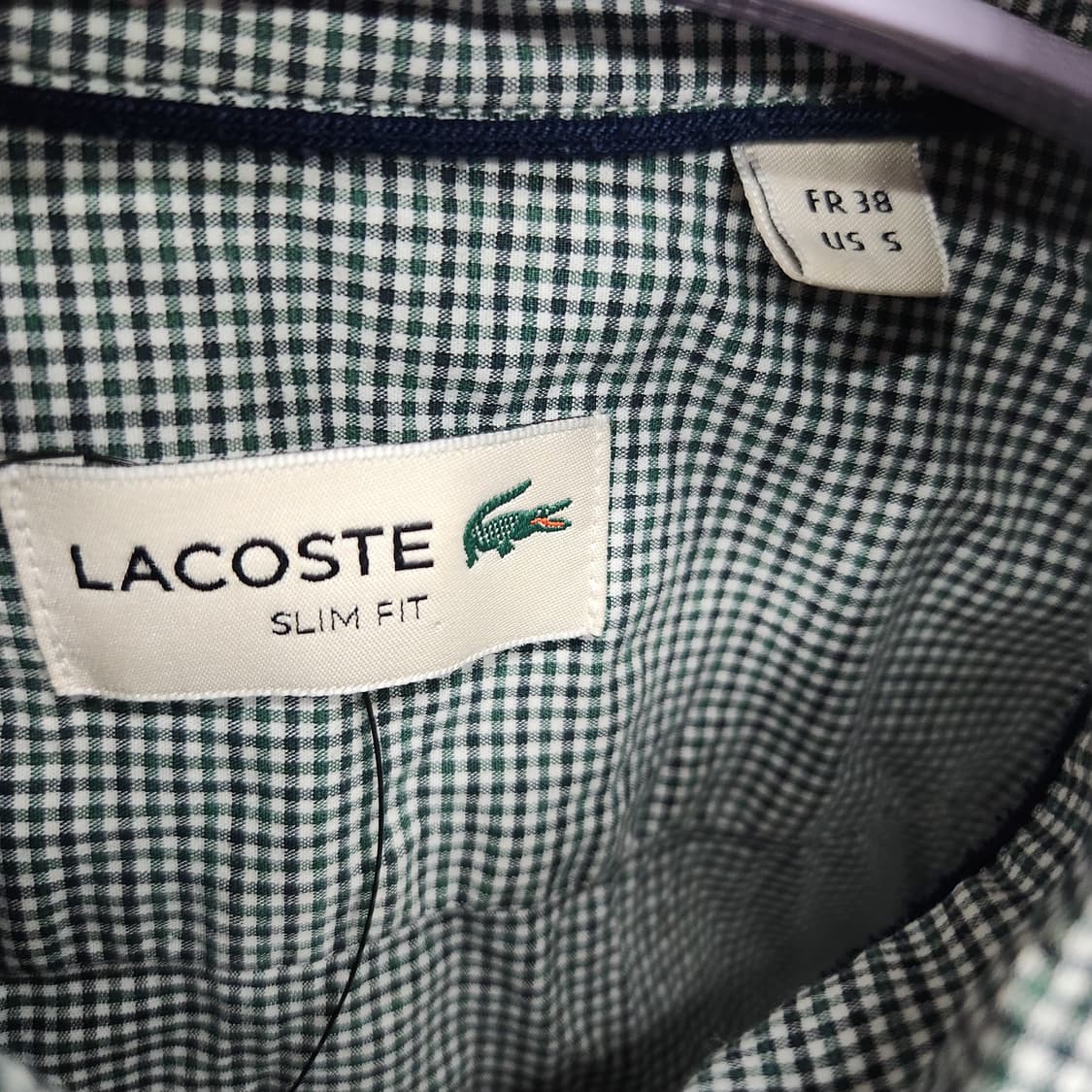 라코스테 깅엄패턴 로고 원포켓 셔츠 S(M) 상품이미지5