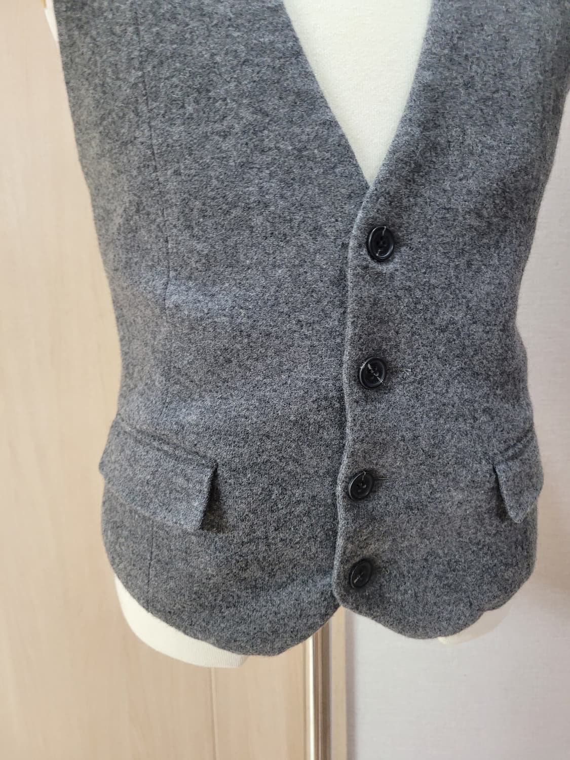 코데즈컴바인 남자 4버튼 모직 조끼 100 그레이 상품이미지4