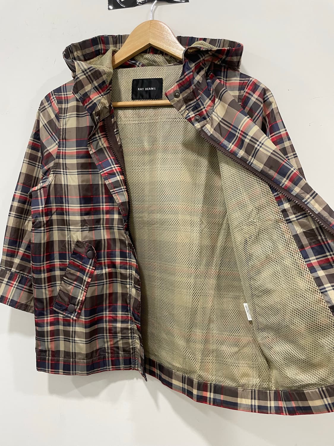 Ray Beams 레이빔즈 타탄체크 7부 후드 윈드브레이커 상품이미지6