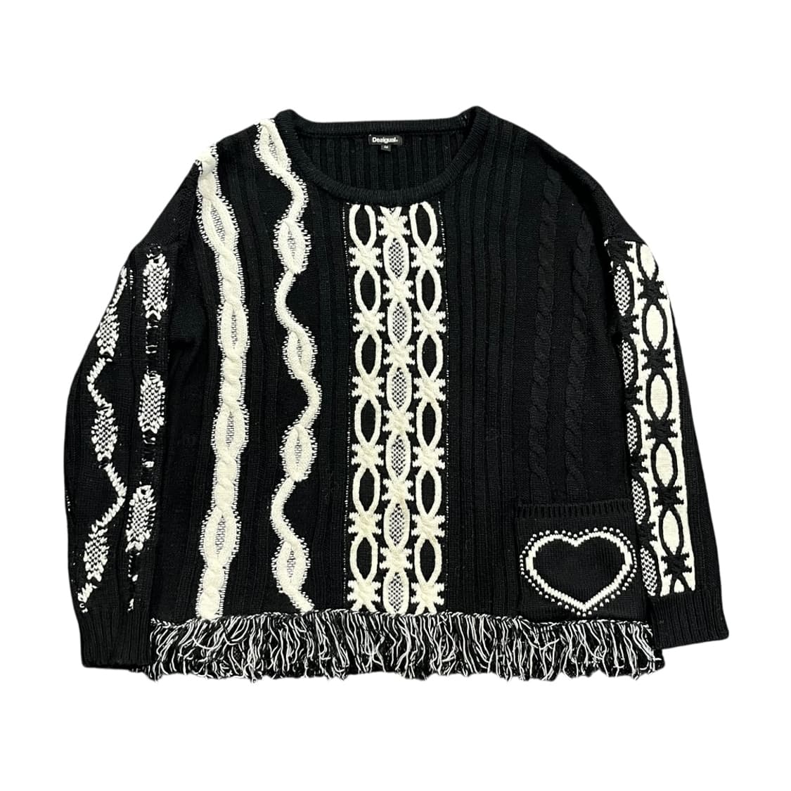 [Desigual] 데시구알 키치 하트포켓 케이블 니트 상품이미지1