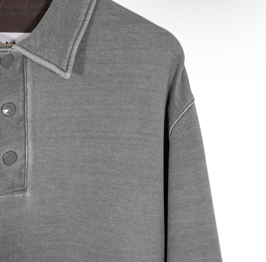 [52] 솔리드옴므 남성 가먼트다잉 워싱 카라 맨투맨 티셔츠 차콜 그레이 상품이미지5