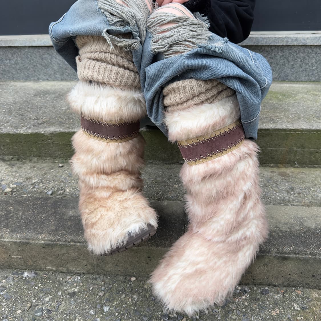 리미티드 에디션 크록스 퍼 네이티브 털 부츠 상품이미지7