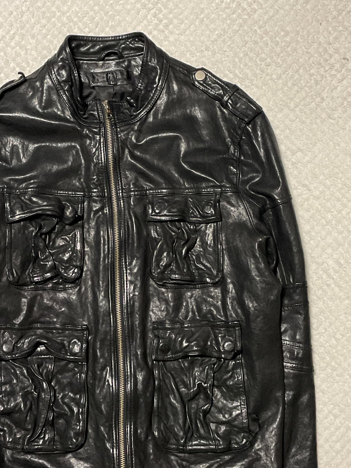 웨스턴 무드 램스킨 양가죽 2WAY 포켓 레더 자켓 상품이미지3