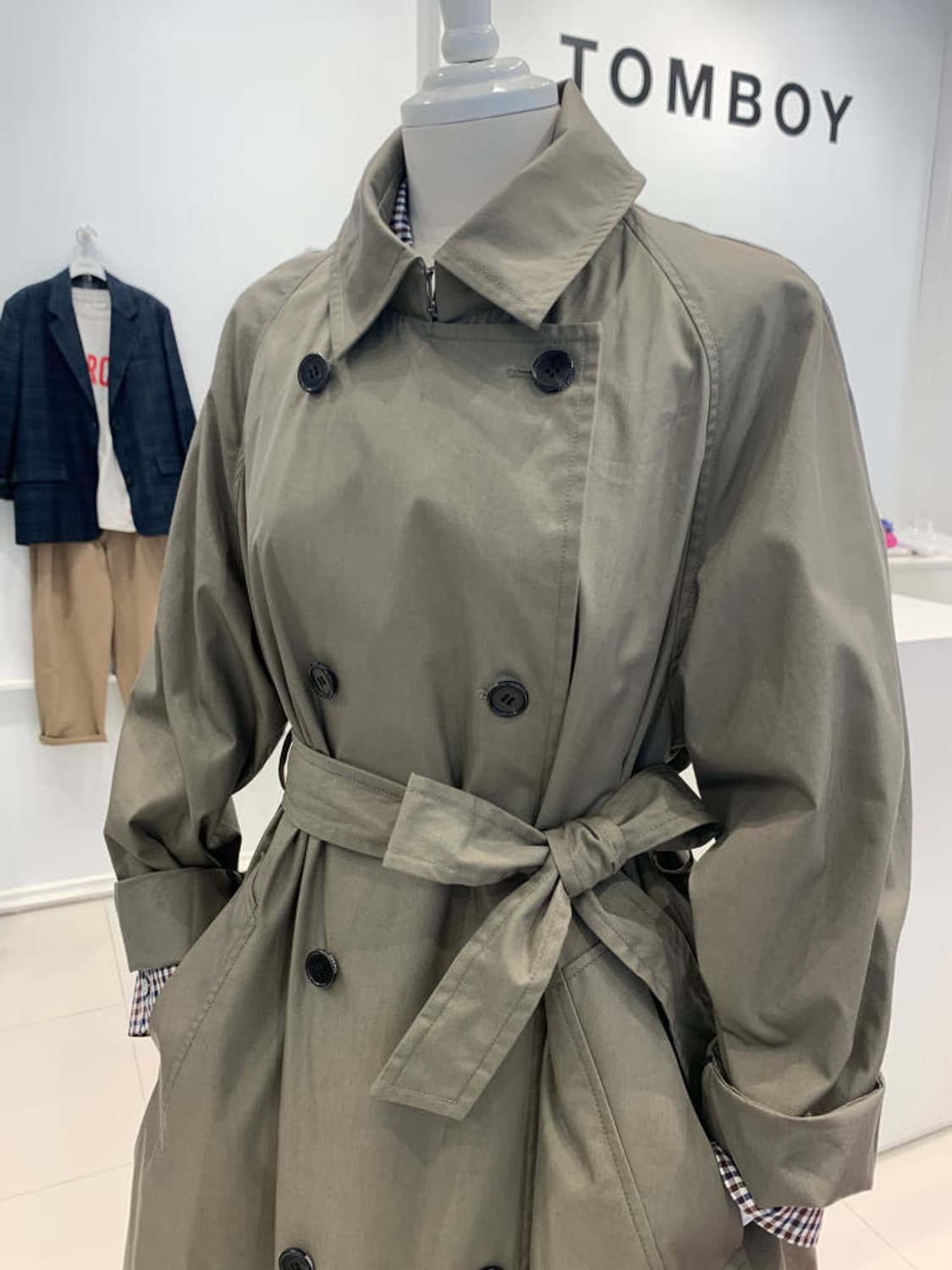 톰보이 트렌치코트 카키 상품이미지3