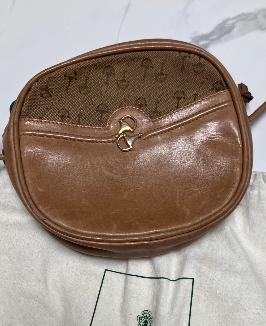 올드 구찌 빈티지 미니 탬버린백 모노그램 크로스백 브라운 상품이미지1