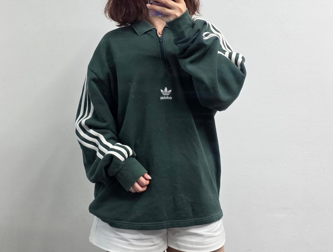 [프립]L/아디다스 반집업 카라긴팔티 그린 상품이미지2