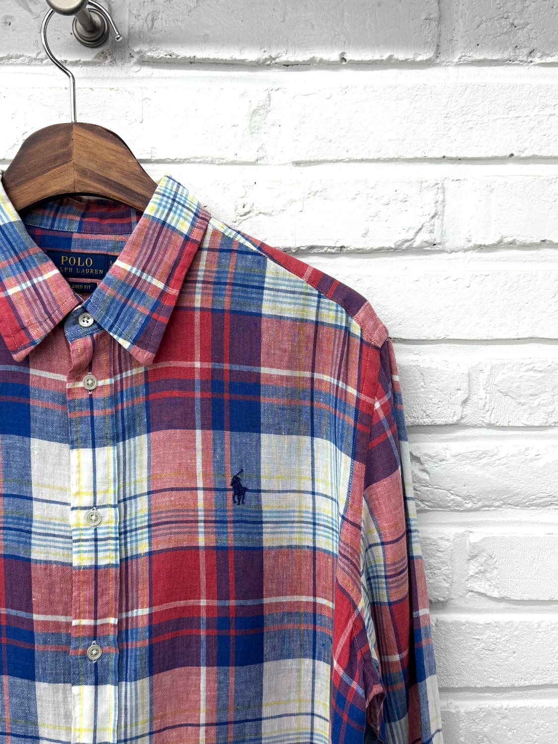 폴로 블루 레드 체크 릴렉스드핏 셔츠 상품이미지4