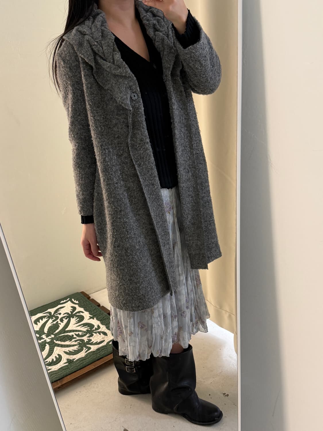 일본빈티지 러플프릴 롱 가디건코트 상품이미지6