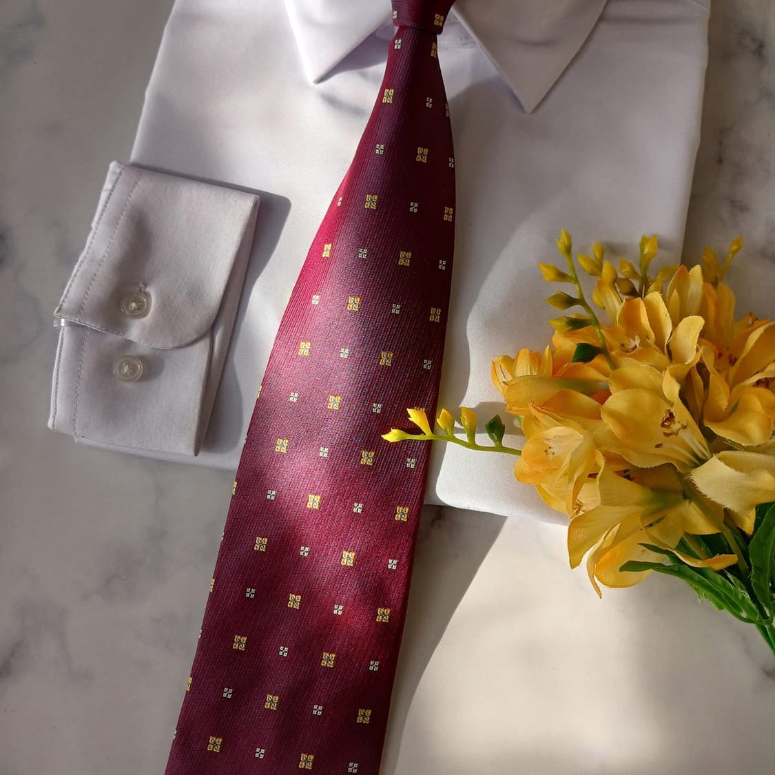 아쿠아스큐텀 실크 와인 컬러 넥타이 9.1cm A+등급 A19656 상품이미지5