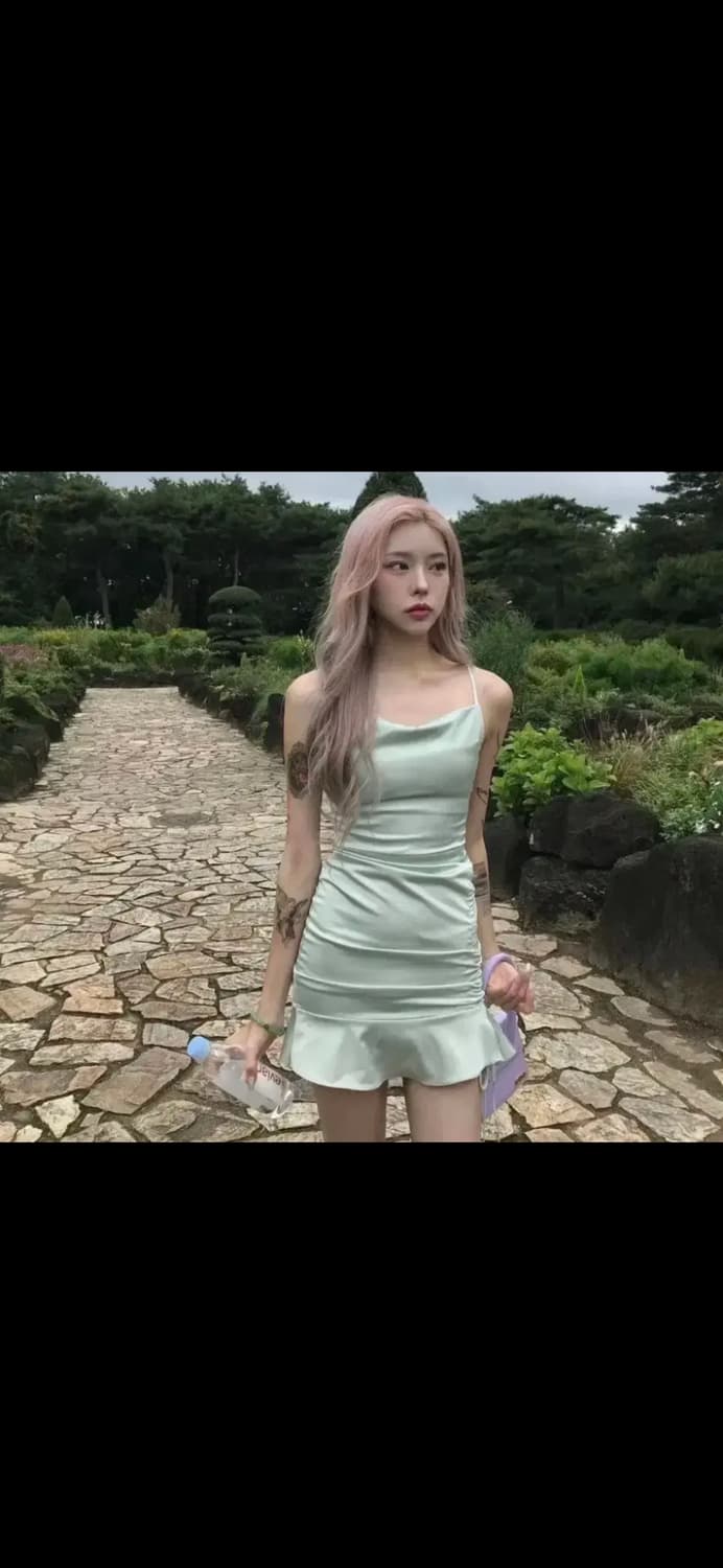 배드레스 새틴 원피스 블랙 상품이미지2