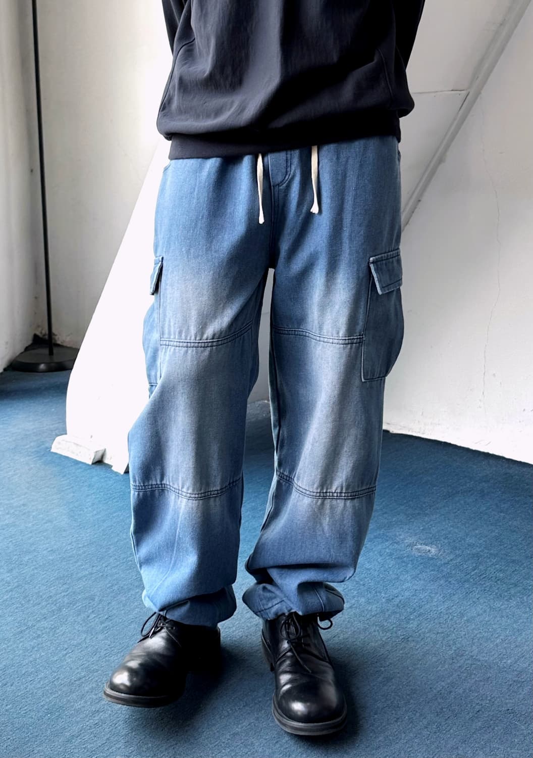 Utility design denim easy cargo pants 상품이미지4