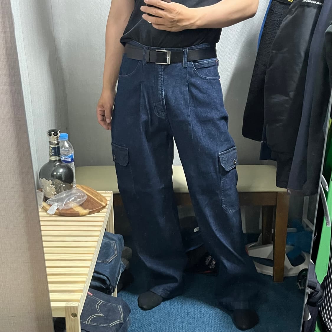 힙한 카고 청 와이드팬츠  허리32 상품이미지2