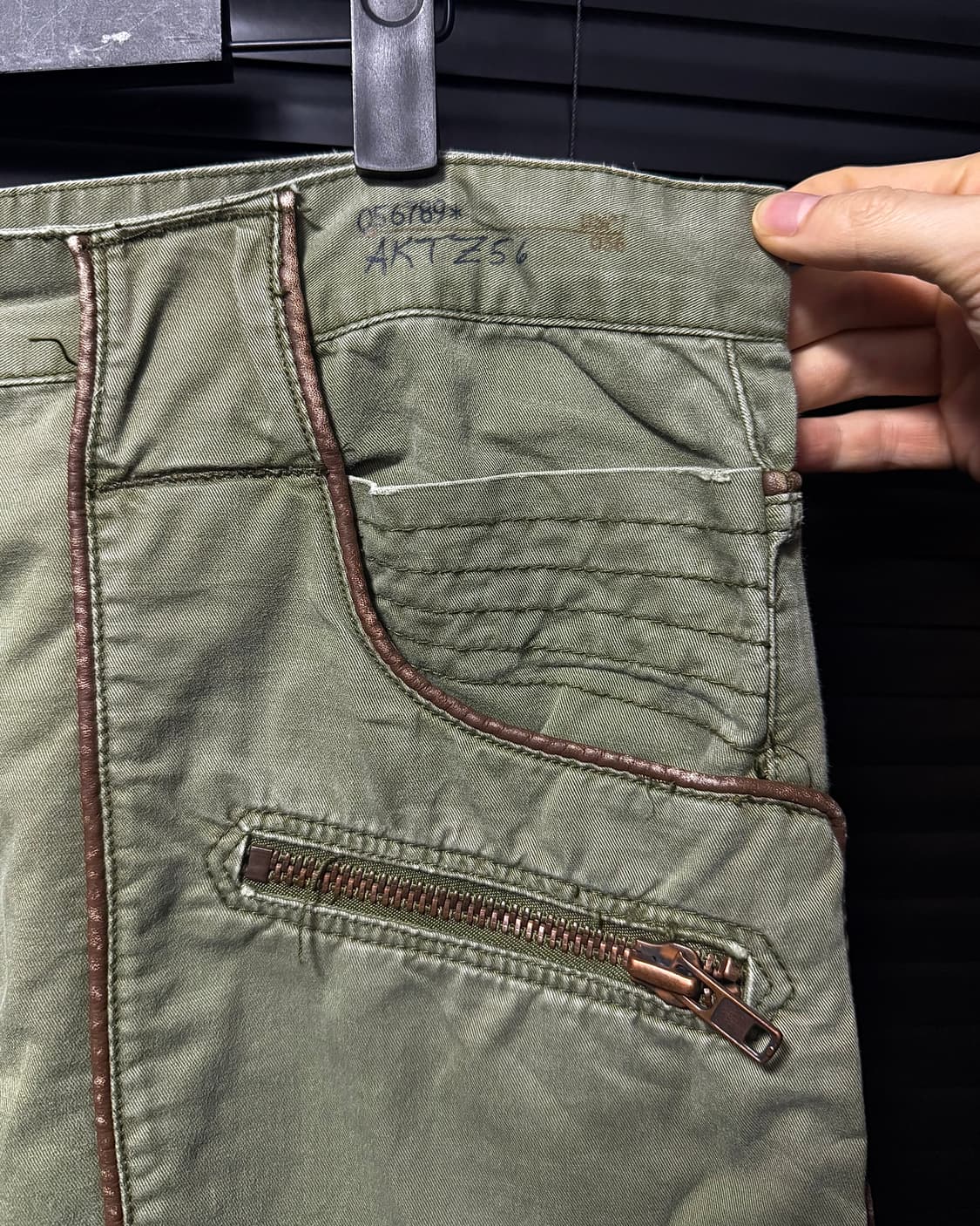 A.KURTZ 일본 밀리터리 워크 팬츠 멀티 포켓 카키 가죽 브라운 38 상품이미지4