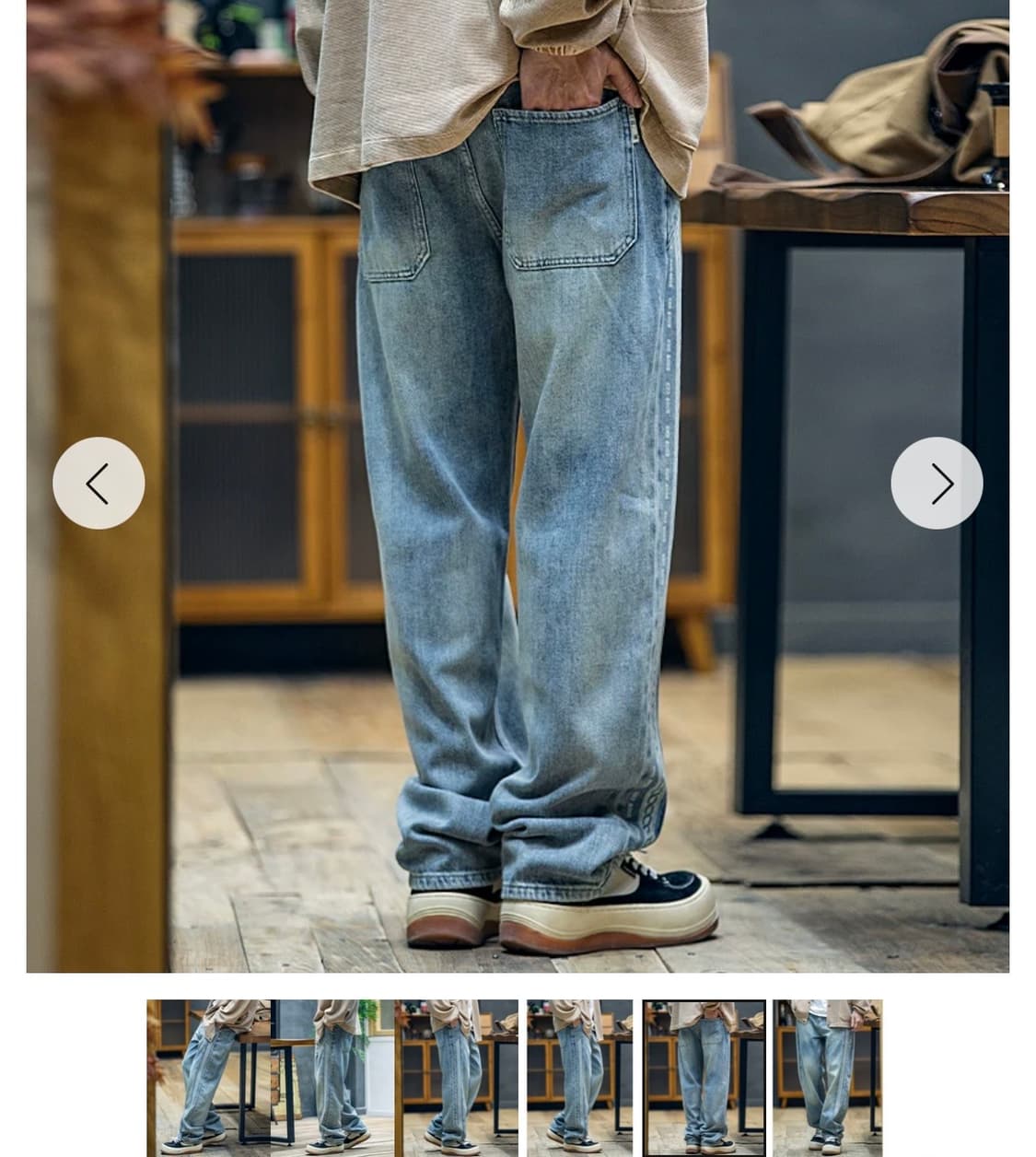 일본 데님 브랜드 peak-blue 드레이프 와이드 청바지 상품이미지4