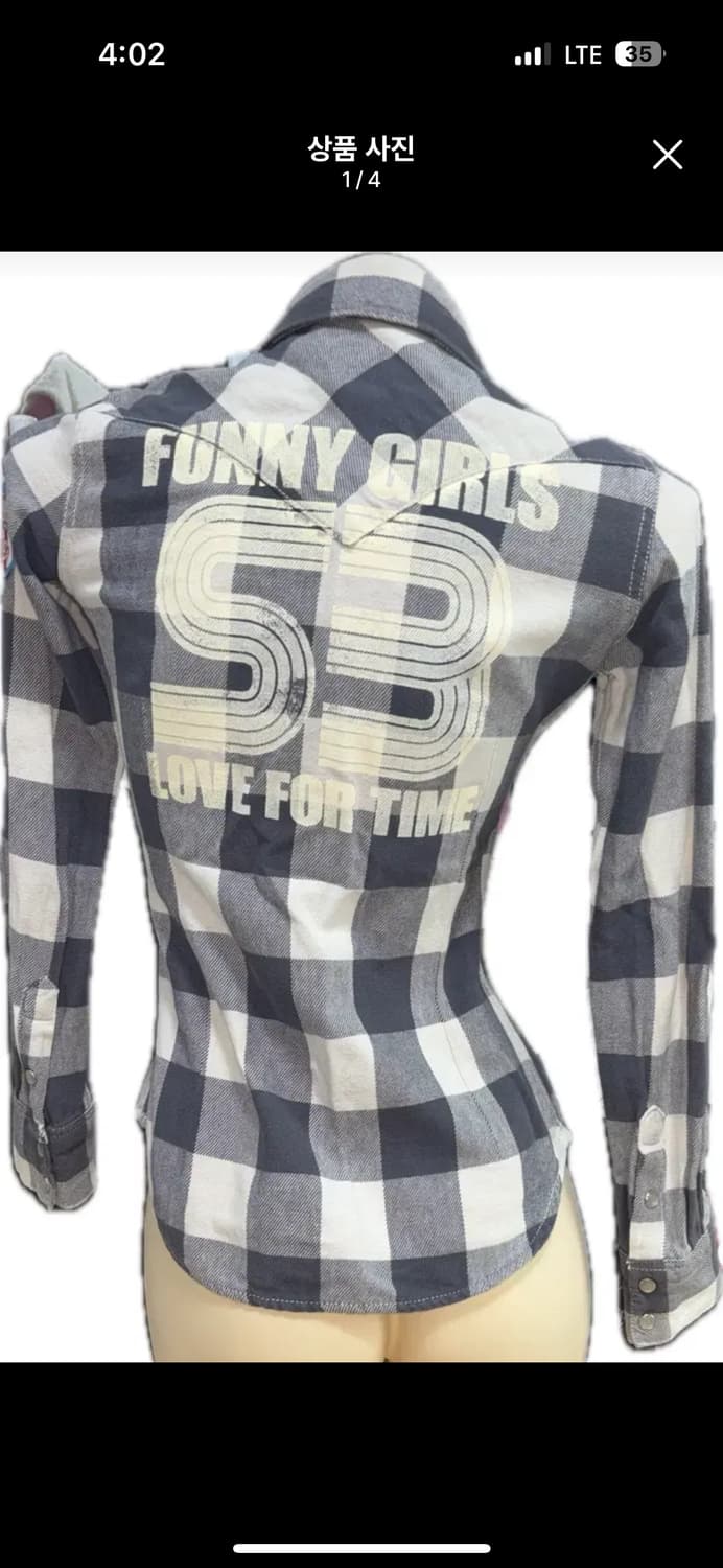 Y2k 00's 빈티지 체크 패치 셔츠 일본빈티지 와이즈걸 큐빈 상품이미지1