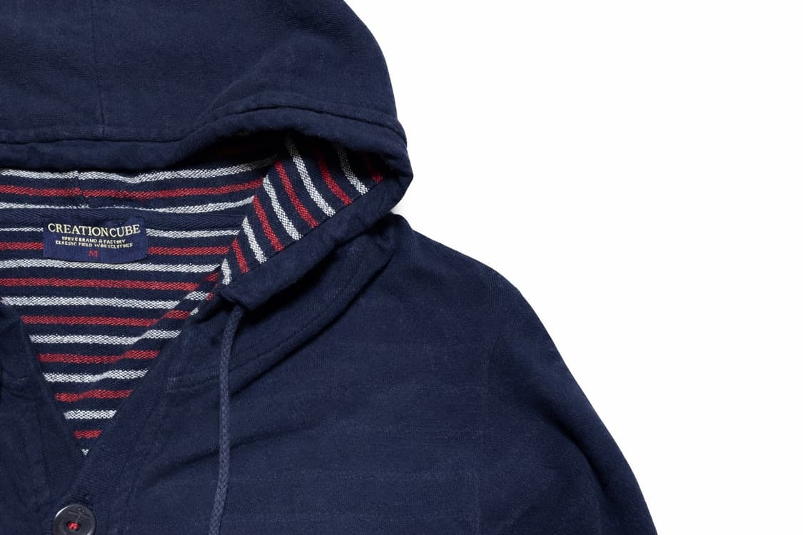 JPN 00s 일본빈티지 Y2K 모리걸 네이비 스트라이프 후드 가디건 M 상품이미지4