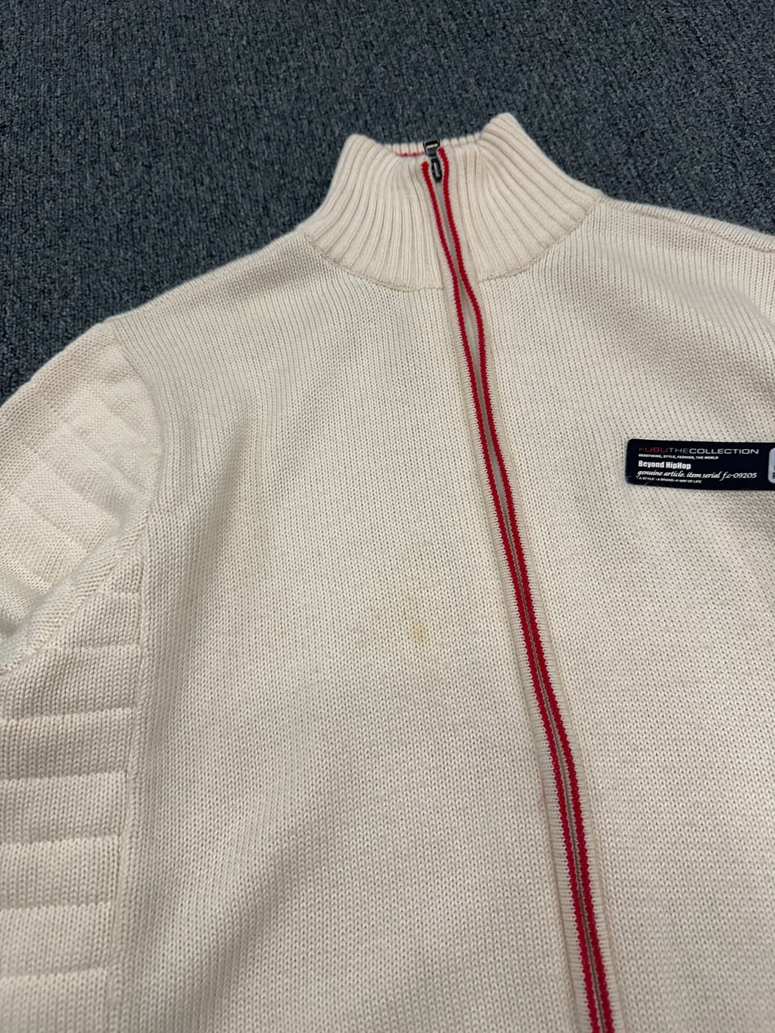L) 후부 아이보리 니트 집업 스웨터 상품이미지3