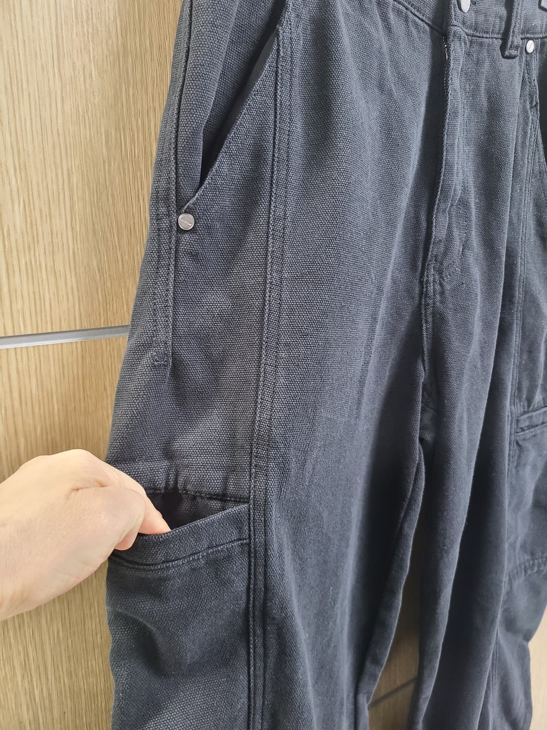시스템옴므 와이드핏 블랙 워크웨어 스타일 바지 상품이미지4