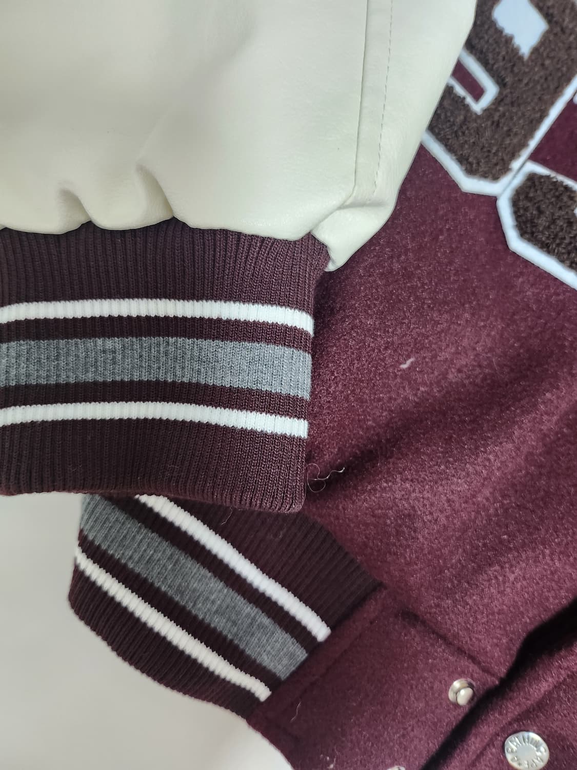 베이프 바시티 자켓 버건디 화이트 상품이미지4