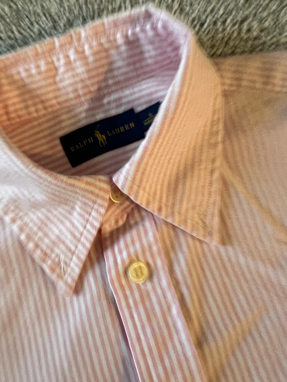 폴로 랄프로렌 핑크 스트라이프 반팔 셔츠 상품이미지3