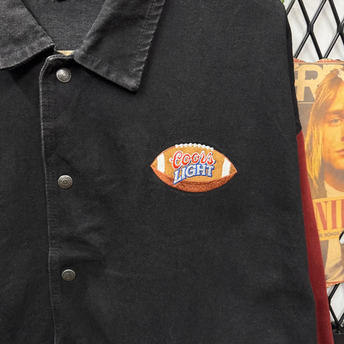 00s USA VINTAGE 코튼 워크 자켓 레드 배색 블랙 상품이미지5