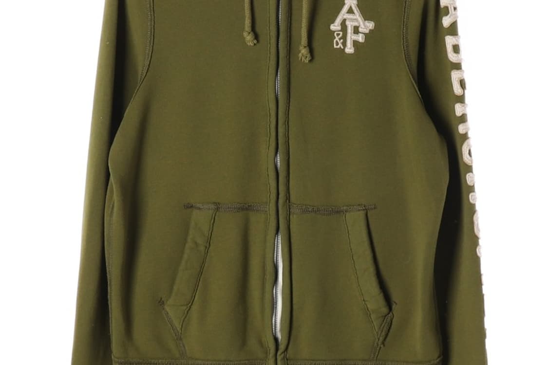 아베크롬비 앤 피치 올리브 슬리브 레터링 후드집업 L 상품이미지4