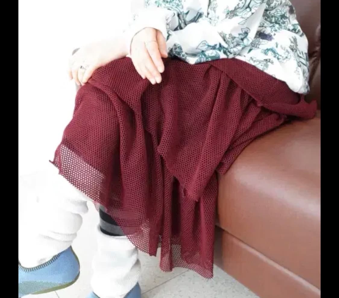 버건디 네트메쉬 샤 스커트 캉캉스커트 상품이미지2