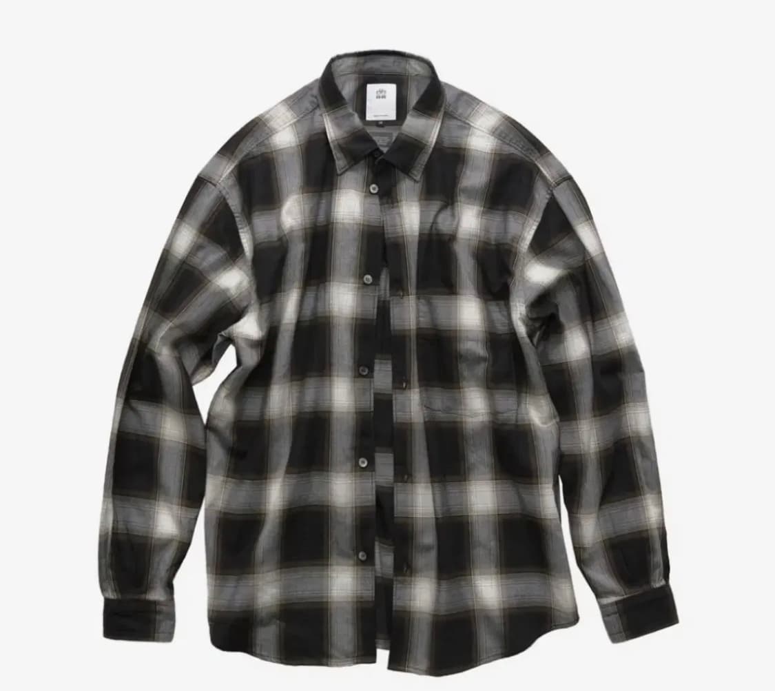 [2] 폴리테루 루즈드 체크셔츠 워시드 브라운 옴브레 상품이미지1