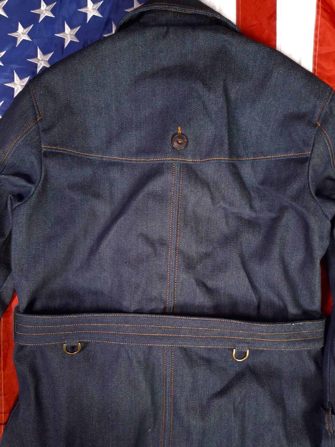 택새제품 WW1 대전용 Cidu Leatthers 데님 더블 트렌치코트 상품이미지10