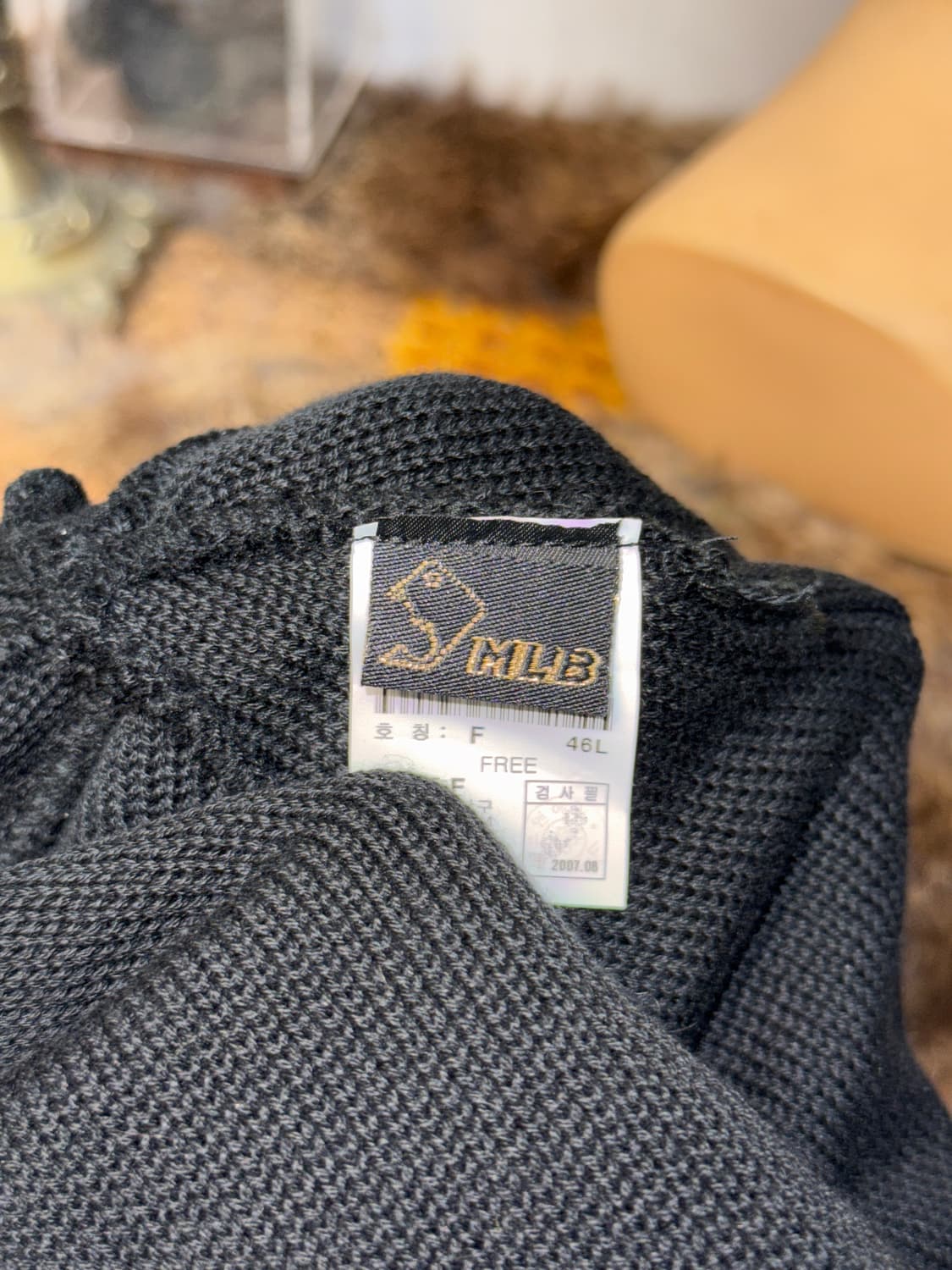 MLB black damage lettering loose beanie 상품이미지6