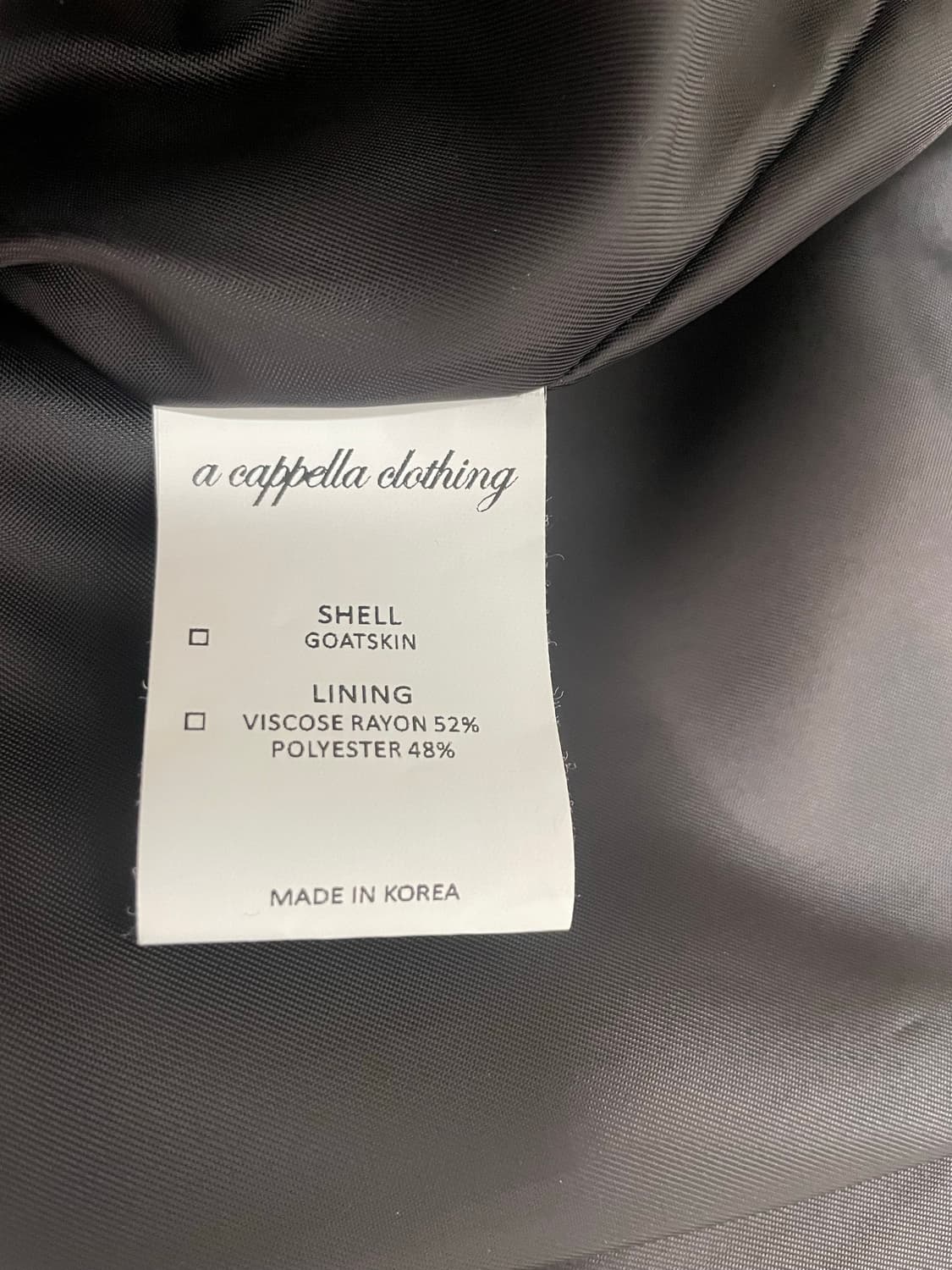 아카펠라클로딩 고트스킨 1세대 가죽자켓44 상품이미지5
