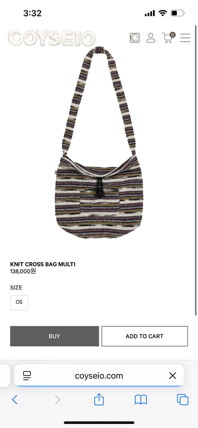 (미사용 새상품) 코이세이오 니트 크로스 백 멀티 상품이미지1