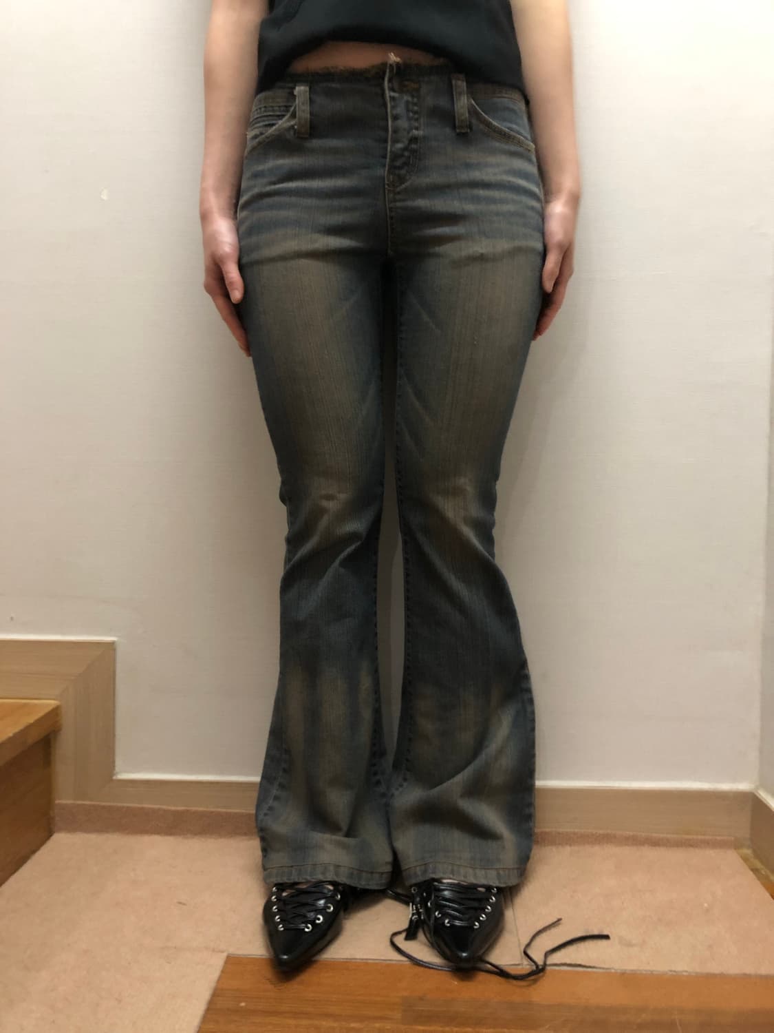 빈티지 데님 워싱 로우라이즈 팬츠 상품이미지4