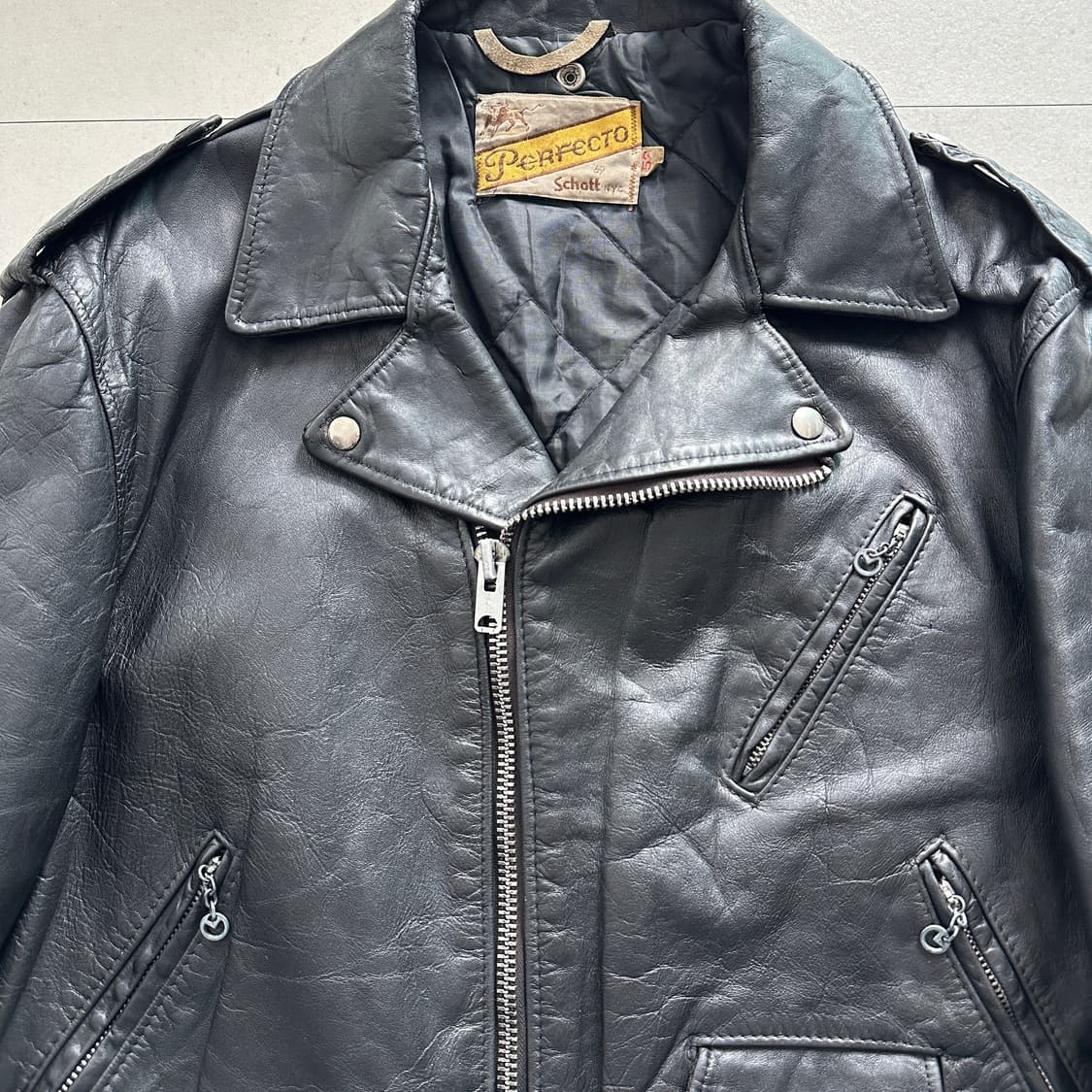 70s [희귀/52] 쇼트 퍼펙토 618 빈티지 레더 자켓 상품이미지3