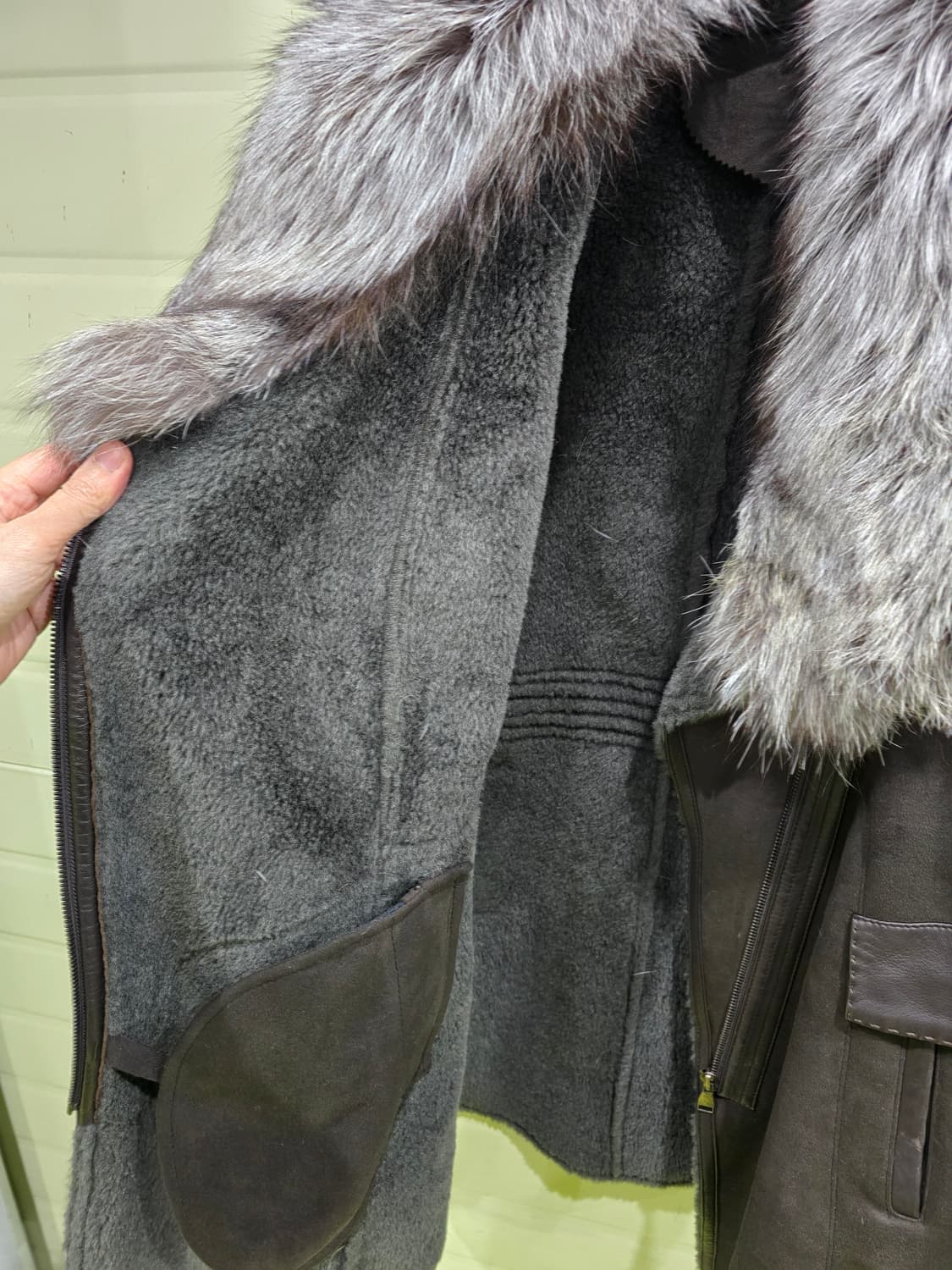 퍼 무스탕 양구죽 코트 브라운 상품이미지9