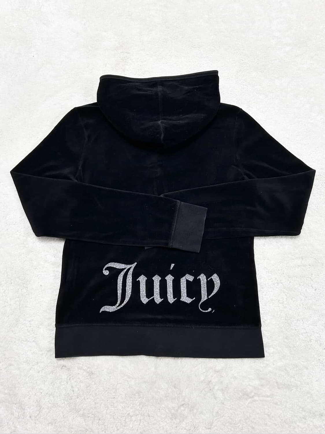 쥬시꾸뛰르 실버로고 벨벳 블랙 후드집업 상품이미지7