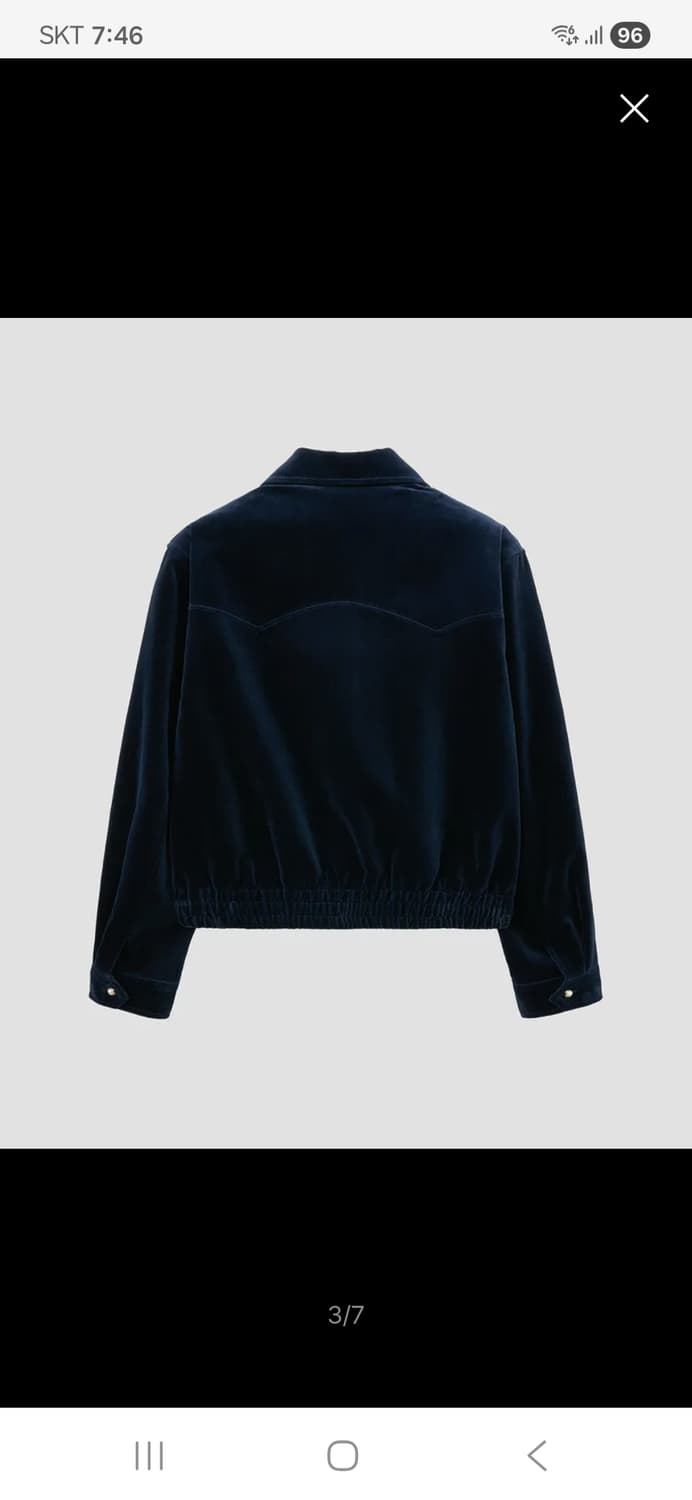 노이어  벨벳 웨스턴 크롭 블루종 (네이비) 상품이미지3