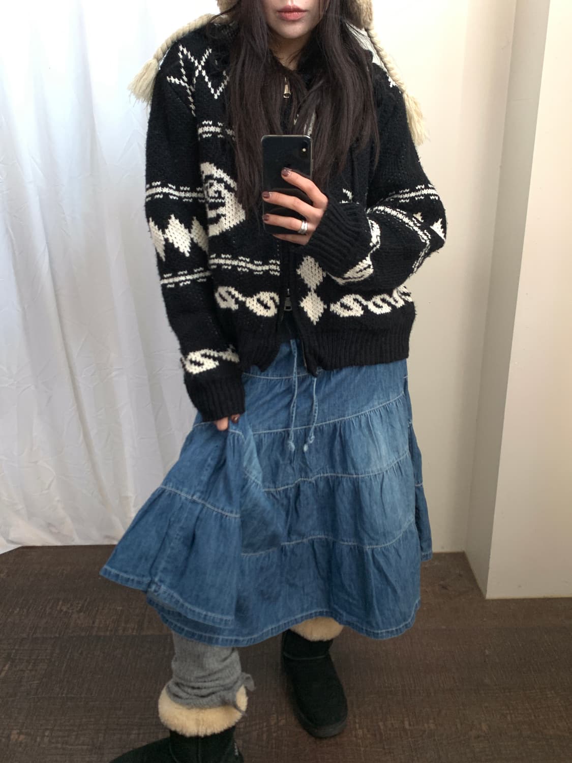 빈티지 노르딕 투웨이 후드 니트 상품이미지5