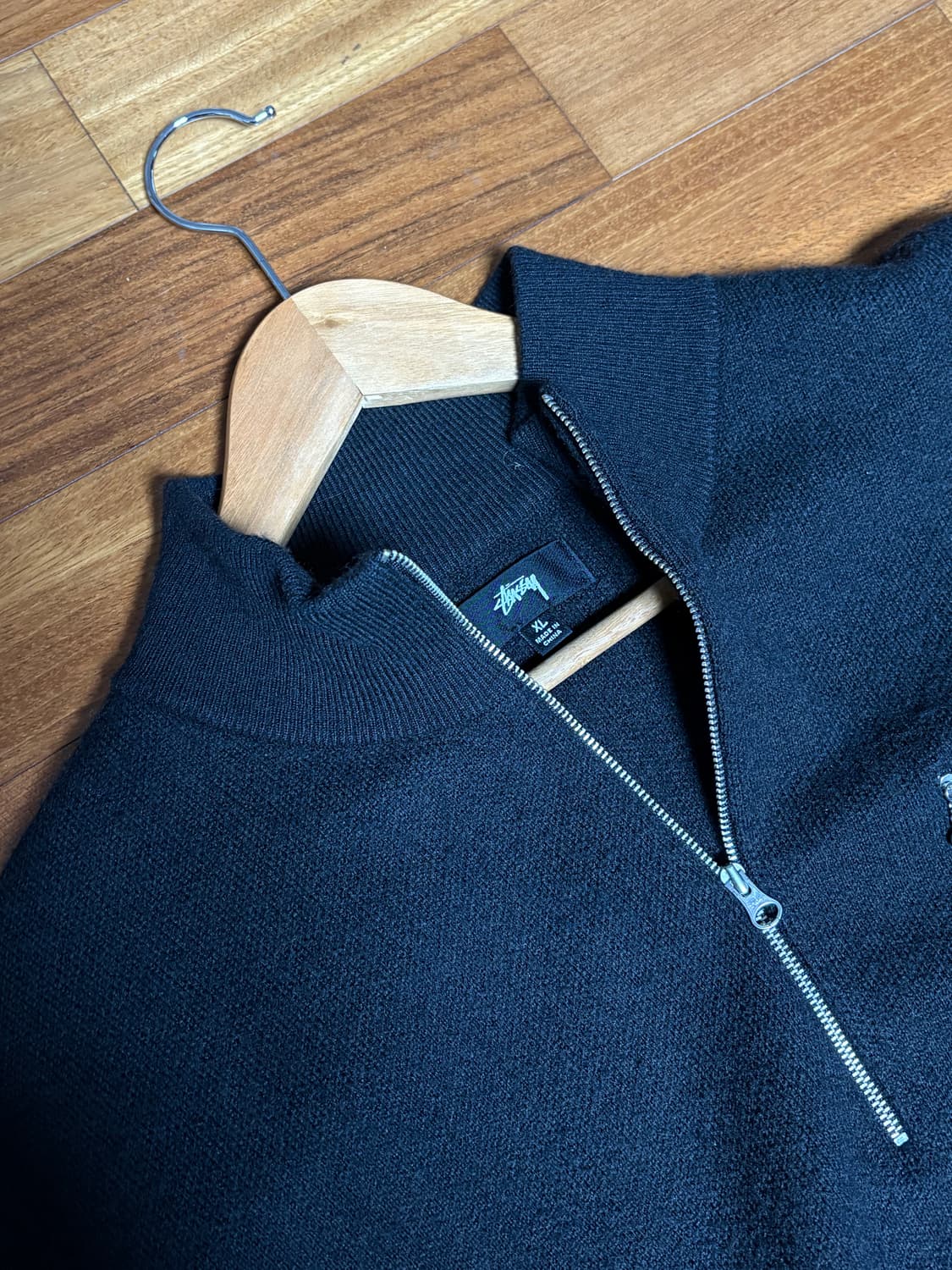 스투시 하프 집업 모크넥 스웨터 블랙 상품이미지2