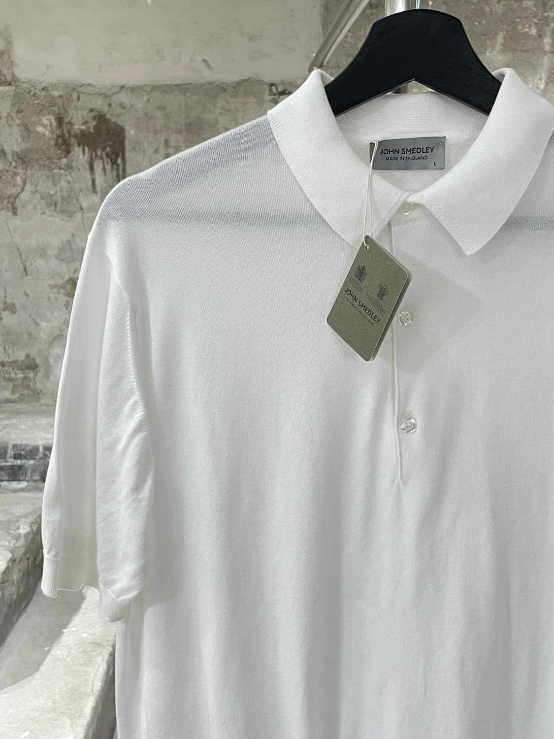 존 스메들리 화이트 스탠다드 핏 아드리안 하프 니트 상품이미지2