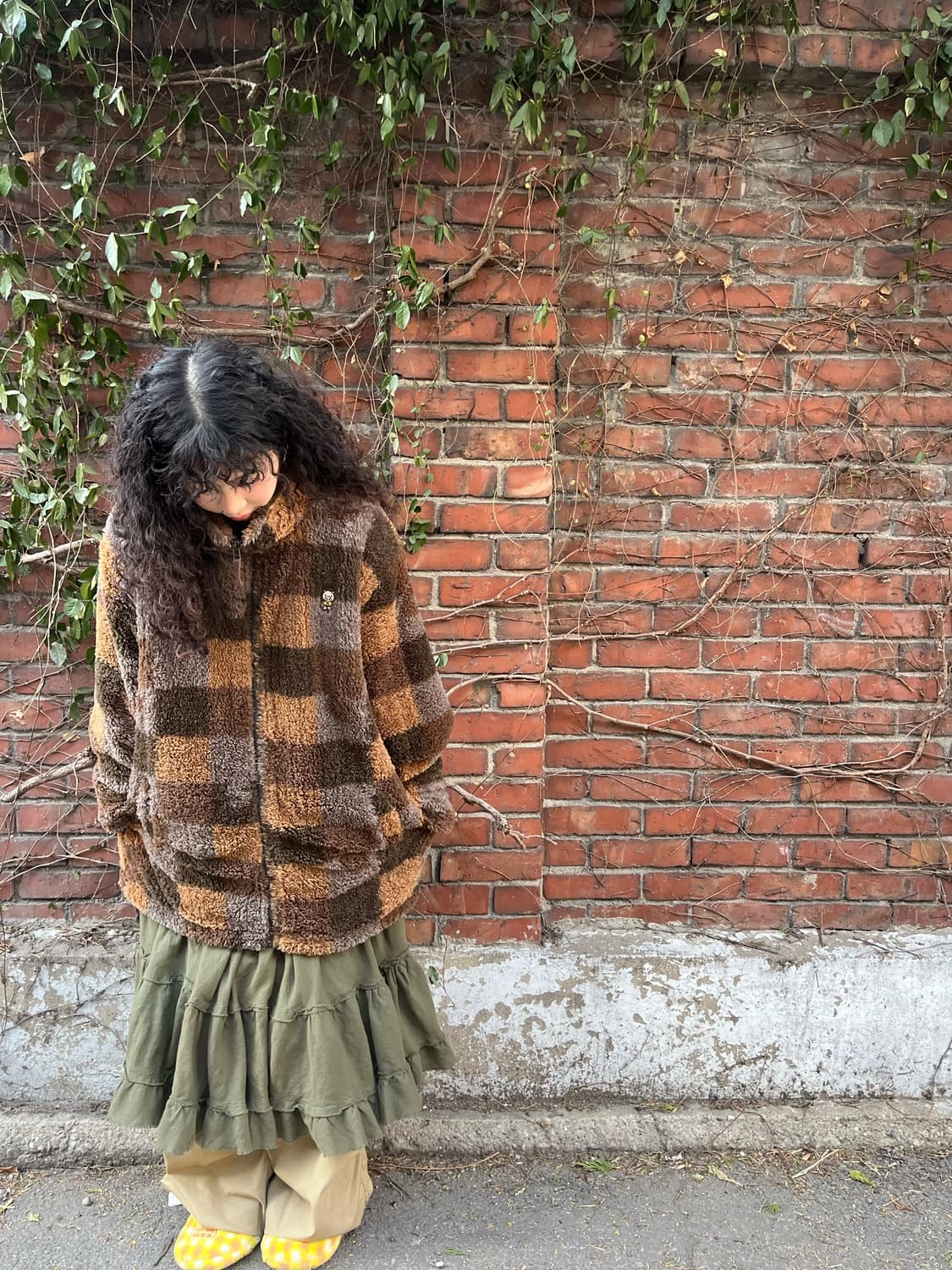 drugstores 체크 패턴 플리스 집업 아우터 상품이미지5