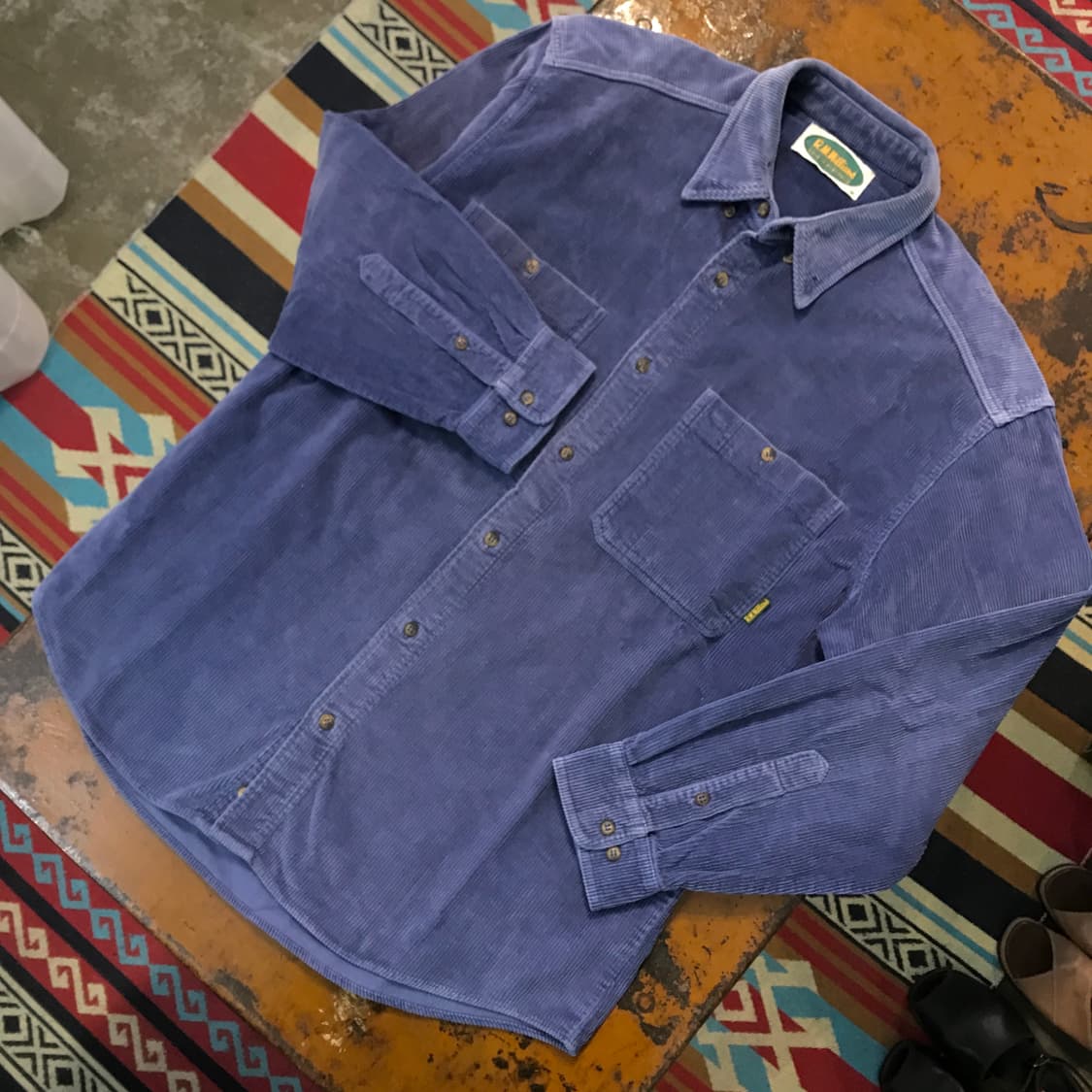 VTG 호주 빈티지 톤다운 네이비 투포켓 코듀로이 셔츠 남성 110 상품이미지2