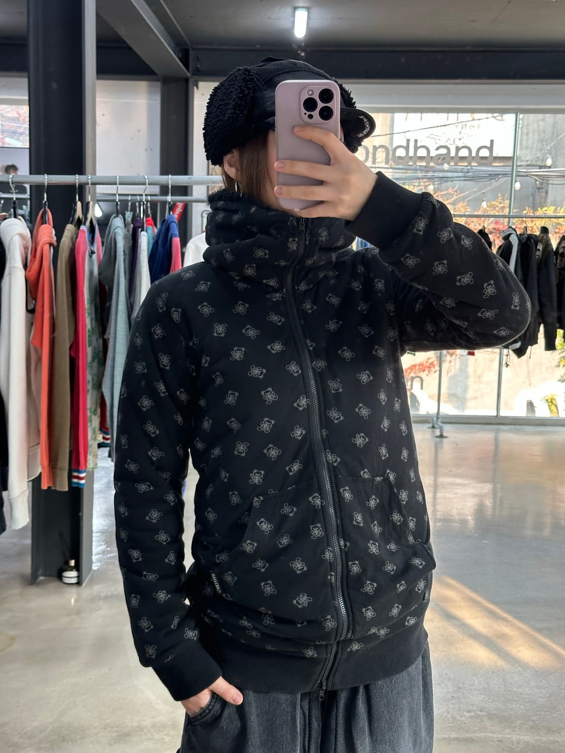 히스테릭글래머 리버시블 퍽베어 플러피 원피스후드집업 상품이미지6