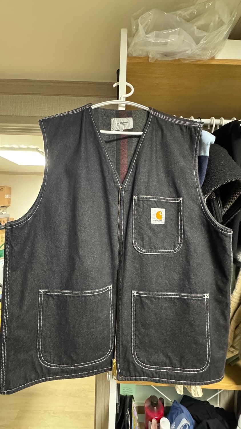 L)CARHARTT WIP CHORE VEST BLACK ONE WASH 상품이미지1
