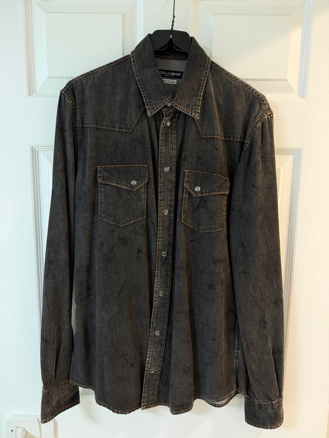 돌체앤가바나 SICILIA 블랙 데님 웨스턴 셔츠 상품이미지1